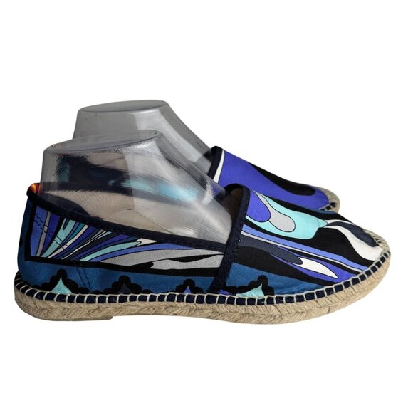 Respoke Pucci Espadrilles NATALIA Blue Classic Silk Scarf Made in Spain EU 40 - Picture 2 of 11